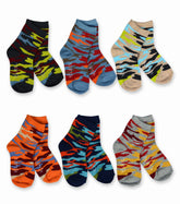 Teehee Boys Camo Socks 6-pk Crew, 3-5 years